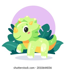 Baby dinosaur. Little dragon, lizard, dino animal. Childish funny cartoon character. Friendly fairy baby dinosaur. Cute adorable monster. Tale colorful comic dinosaur design. Vector illustration.