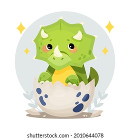 Baby dinosaur. Little dragon, lizard, dino animal. Childish funny cartoon character. Friendly fairy baby dinosaur. Cute adorable monster. Tale colorful comic dinosaur design. Vector illustration.