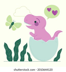 Baby dinosaur. Little dragon, lizard, dino animal. Childish funny cartoon character. Friendly fairy baby dinosaur. Cute adorable monster. Tale colorful comic dinosaur design. Vector illustration.