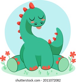 Baby dinosaur. Little dragon, lizard, dino animal. Childish funny cartoon character. Friendly fairy baby dinosaur. Cute adorable monster. Tale colorful comic dinosaur design. Vector illustration.