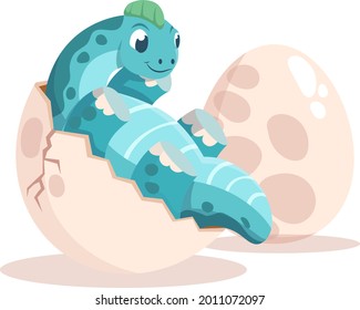 Baby dinosaur. Little dragon, lizard, dino animal. Childish funny cartoon character. Friendly fairy baby dinosaur. Cute adorable monster. Tale colorful comic dinosaur design. Vector illustration.