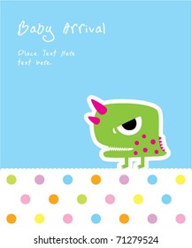 baby dinosaur monster boy arrival greeting card