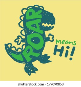 Baby dinosaur roaring. Vector design