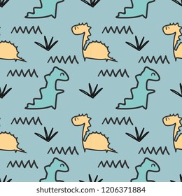 Baby Dinosaur Seamless Pattern Colorful pastel colors vector illustration Background