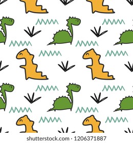 Baby Dinosaur Seamless Pattern Colorful pastel colors vector illustration Background