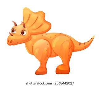 Baby dinosaur triceratops on transparent background. Vector illustration