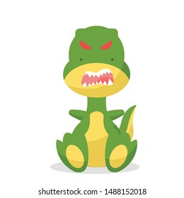 baby dinosaur turned into a monster, angry expression vector illustration