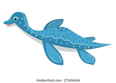 Baby dinosaur vector illustration Plesiosaur dinosaur cartoon Aquatic dinosaur animal vector Cute happy plesiosaur cartoon character vector illustration Nessie Loch Ness monster vector illustration