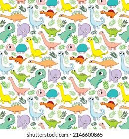 Baby dinosaures vector color pattern 