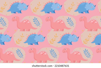 Baby Dinosaurs cute pattern design. 