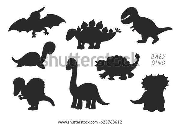 Download Baby Dinosaurs Cute Vector Doodle Silhouette Stock Vector ...