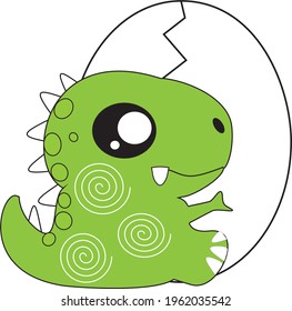 the baby dinosourus is patterned with an egg
