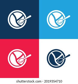 Baby Divided Plate And Spoon blue and red four color minimal icon set