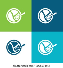 Baby Divided Plate And Spoon Flat four color minimal icon set