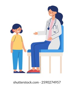 Baby doctor checking child throat style illustration