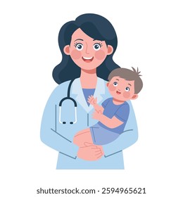 Baby Doctor Pediatrician Holding Toddler Icon Medical Healthcare Child Care Protection