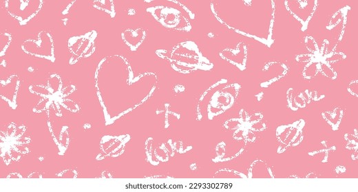baby doddle grunge seamless pattern in pink colors