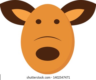 A baby dog in brown colour with big dark nose , vector, color drawing or illustration.