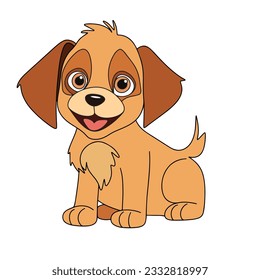 Baby dog in cartoon style. Vector illustration. Cute little puppy spaniel isolated on white background.