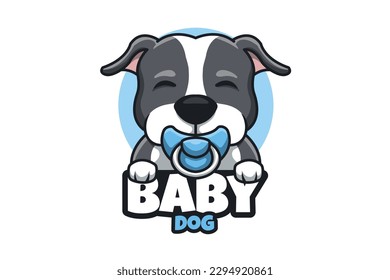 Baby dog cute cartoon mascot logo illustration vector