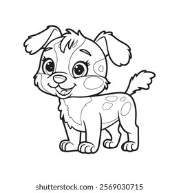 Baby Dog Outline Vector. Animal Cartoon Illustration