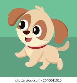 Baby dog is playing in a room 