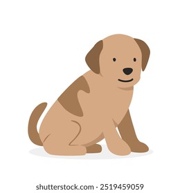 Baby dog puppy simple vector illustration. Golden Retriever puppy cartoon clipart, animal in flat style. Farm animals concept, rural farming. Livestock animal baby dog vector design isolated on white