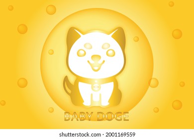 Baby doge coin crypto, doge coins, shiba inu (SHIB), crypto currency with golden background. for web, banner, sign, symbol, etc. vector eps10