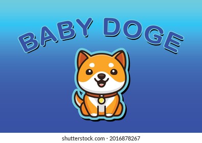 Baby doge coin crypto currency, doge meme to the moon with blue background, for web,banner, news, sign, etc. vector eps10