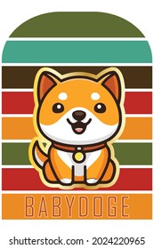 Baby Doge Crypto Currency On Vintage Colour, For Web, Banner, Poster, Etc. Vector Eps 10