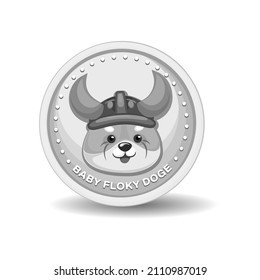 Perro bebé. Moneda criptográfica floki inu aislada en fondo blanco. Muestra de moneda de perro. Tokens meme