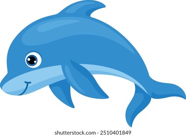 Baby dolphin mascot. Cartoon wild marine animal