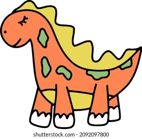 Baby doodle dinosaur cute vector isolated illustration. Nursery print. Kids decoration