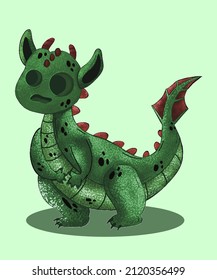 baby dragon horror vector design. kids fantasy dragon cartoon.
