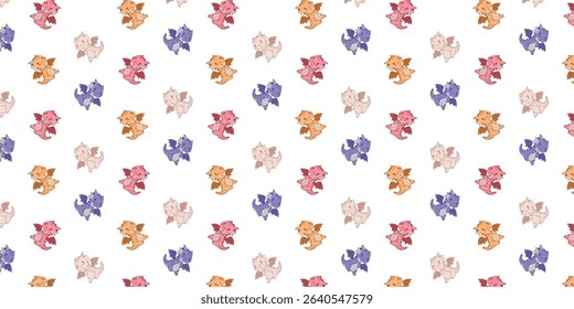 Baby Dragon Wallpaper Background, Cute Dragon Kids Background Image, Little Dragon Dino Wallpaper Image, Cartoon Dino Background Pattern.