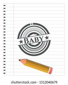 Baby draw with pencil effect. Vector Illustration. Detailed.