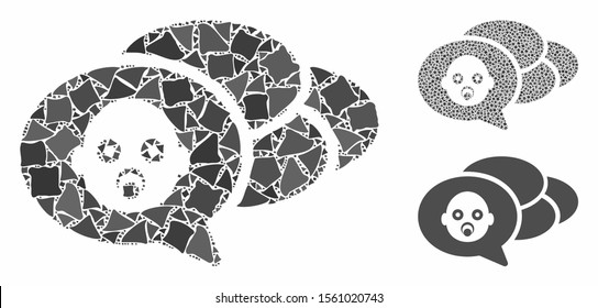 Baby dreams mosaic of humpy elements in various sizes and color tinges, based on baby dreams icon. Vector raggy elements are united into mosaic. Baby dreams icons collage with dotted pattern.