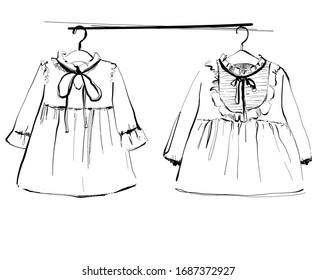 Baby dress. Hand drawn illustration. Clothes sketch