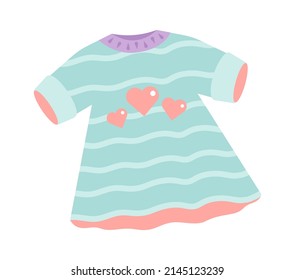 Baby dress with hearts. Vector illustration