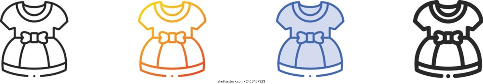 baby dress icon.Thin Linear, Gradient, Blue Stroke and bold Style Design Isolated On White Background