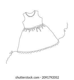Baby dress. One single line drawing isolated on white background. Beautiful hand-drawn design vector illustration for posters, wall art, tote bag, mobile case, t-shirt print. Baby shower. Icon