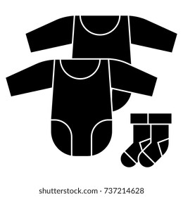 baby dress, rompers and socks  icon, vector illustration, sign on isolated background