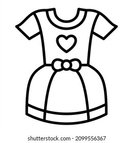 Baby Dress Vector Outline Icon Isolated On White Background
