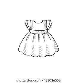 Baby dress vector sketch icon isolated on background. Hand drawn Baby dress icon. Baby dress sketch icon for infographic, website or app.