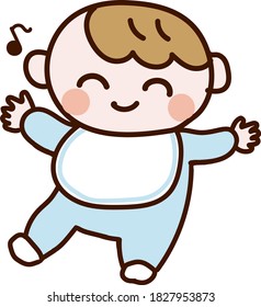 Baby dressed in blue to have fun