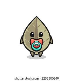 baby dried leaf cartoon character with pacifier , cute style design for t shirt, sticker, logo element