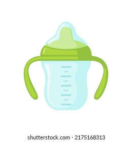 Babytränkersymbol im flachen Stil einzeln auf weißem Hintergrund.
