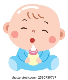 Baby Drinking Milk from Bottle Illustration