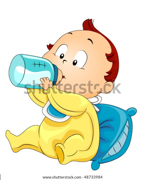 Baby Drinking Milk Vector Stock Vector (Royalty Free) 48733984