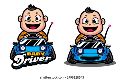 BABY DRIVER ILLUSTRATION LOGO TEMPLATE